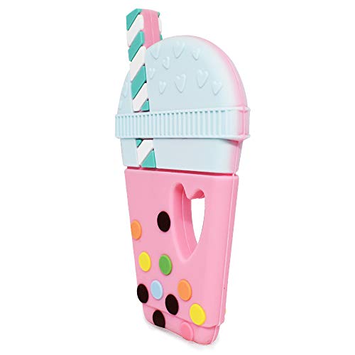 BIGSPINACH Soft Bubble Tea Silicone Teether,Coffee Cup Single Baby Teether Toys