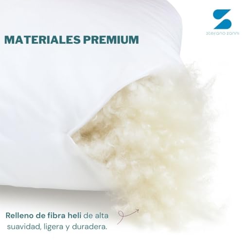 STEFANO ZANNI Almohada 4 Pack Microfibra + Fundas de Regalo – Densidad Media para Mejor Soporte, Descanso de Calidad, Tela Fresca, Suave e Hipoalergénica, Estilo Hotelero. King Size