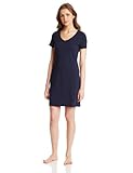 Nautica Sleepwear Women's Knit Jersey V-Neck Sleepshirt, Maritime Navy, Large