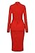 Dreamparis Womens Business Dress One Piece Suit Long Sleeve Tie Neck Peplum Top Bodycon Skirt Office Ladies Red XL