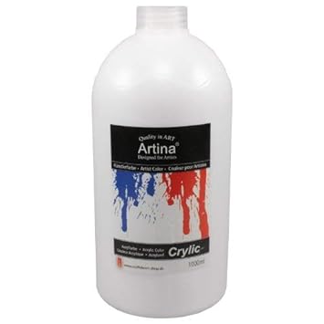 Artina Crylic Acrylfarben - hochwertige Künstler-Malfarbe in 1000 ml Flaschen in Titanweiss & weitere farben