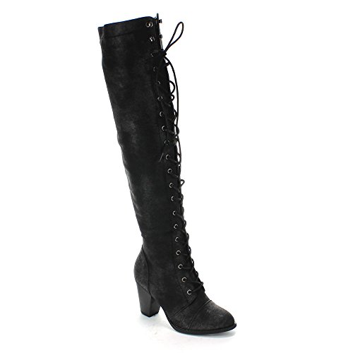 Forever Women's Chunky Heel Lace up 