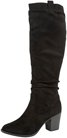 Shoes By Emma Ladies Faux Suede Tall Long Leg Knee High Fashion Mid Block Heel Zip Warm Winter Boots Size 4-8
