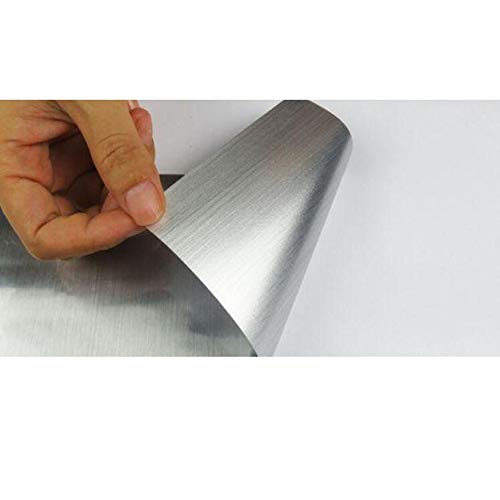 HOHOFILM Metallic Brushed Furniture Refurbished Stickers Self-Adhesive Wallpaper Cabinets Electric Applicance Sticker Anti Oil (Silver) - Thumbnail 4