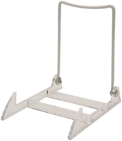2 Gibson Holders 3PL Adjustable Wire &amp; Acrylic Easels- 4" W x 5.5" H with 4.5" ledge, White/Clear