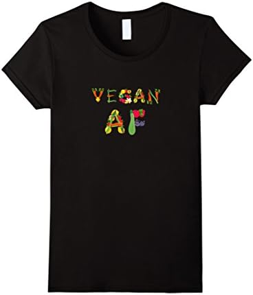 Women's Vegan AF T-shirt Funny Humor Gifts Women Mother's Day Shirt Small Black