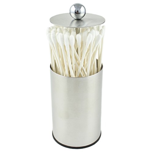 Zoie + Chloe Stainless Steel Q-tip Jar - Cotton Swab Organizer Dispenser