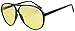 Sunglass Stop - Oversized Round 80's Vintage Blue Blocking Aviator Sunglasses (Black, Yellow)