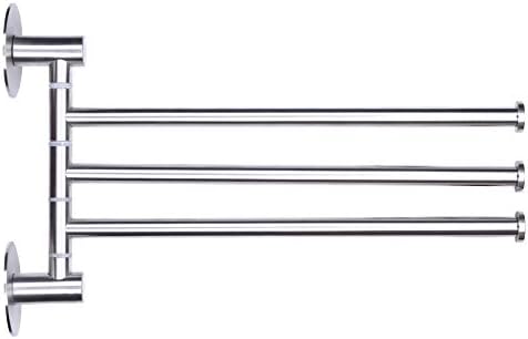 lingchangyoushangmao Towel Rack Stainless Steel Rack Bathroom Bathroom Shelf Folding Activity Rotating Towel bar Double Pole Three Shots