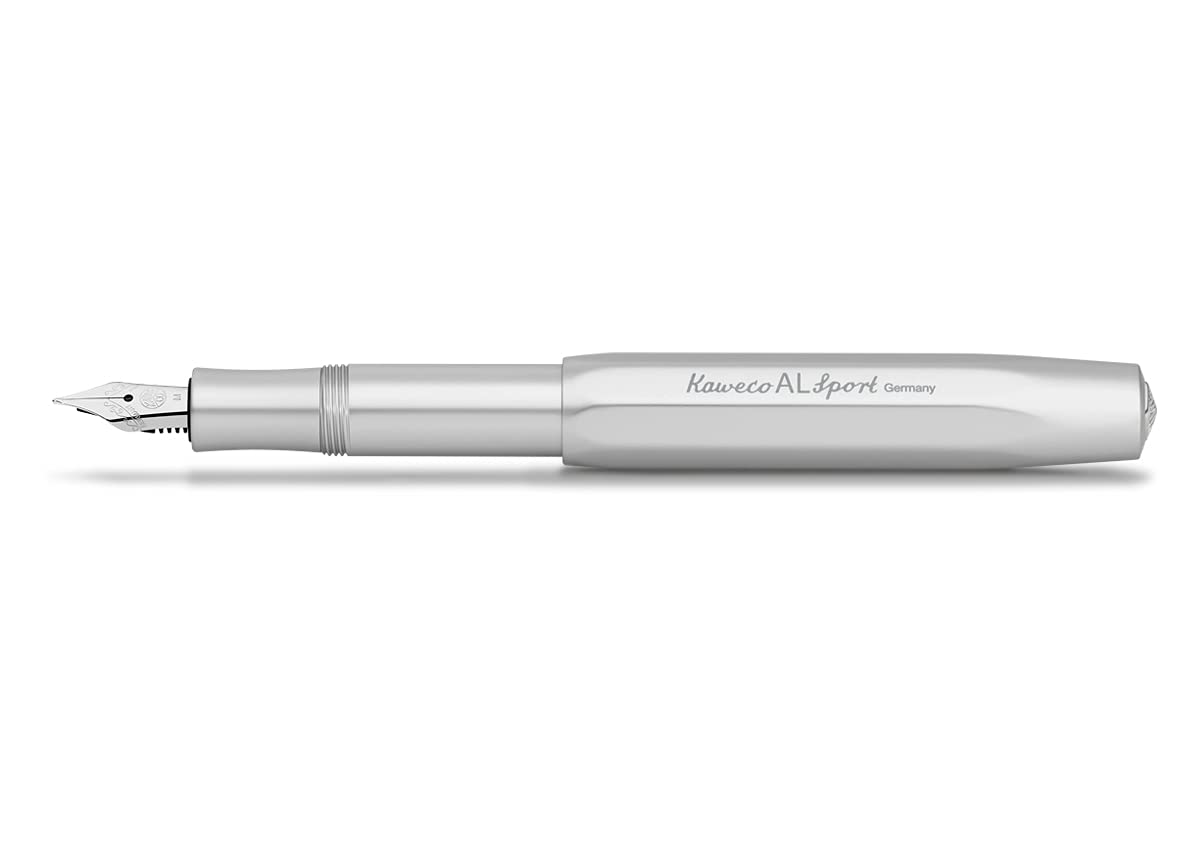 Kaweco AL SPORT Fountain Pen Silver I Premium Fountain Pen for Ink Cartridges 13 cm I Nib: BB (Extra Broad)