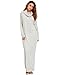 Verdusa Women's Casual Long Sleeve Cowl Neck Shift Long Maxi Dress with Pocket Light Gray L