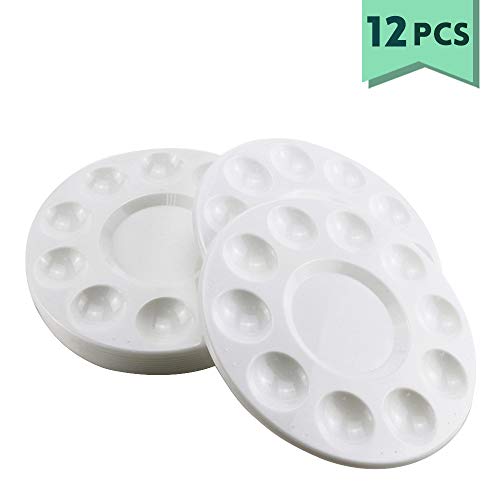Weoxpr White Generic Round Paint Tray Palettes for DIY Craft Professional Art Painting - 12 Pack