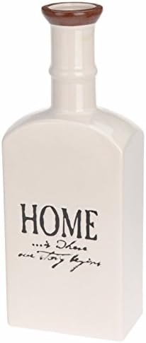 Large Rustic Decorative Ceramic Bottles Flower Pot Ceramic Vase Flower Vase (White)