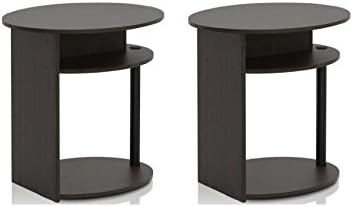 Furinno JAYA 2-Pieces Simple Design Wood Composite Walnut Oval End Table,(Some assembly required)