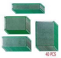 Frentaly Total 40 PCS 10pcs 2x8cm, 10pcs 3x7cm, 10pcs 4x6cm, 10pcs 5x7cm Mixed Double Dual Sided Side DIY Prototype Circuit Breadboard PCB Universal Board(G) - Thumbnail 3
