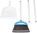 Amazon Basics Dustpan Broom Set with Easy Assembly and Long Handle, Blue and White