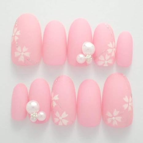 Amazon Co Jp Dinaネイル マット和風エアー桜アート レギュラーポイントl 番 ネイルチップ ドラッグストア