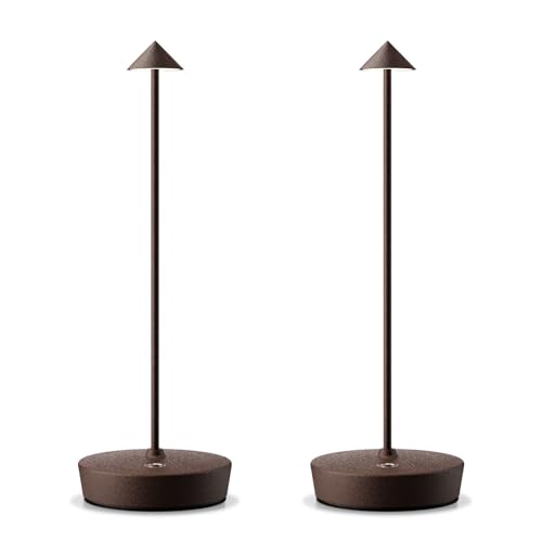 HYMZP Rechargeable Wireless Table Lamp, LED Table Lamp, 3 Colour Modes, IP54, for Indoor/Outdoor, Restaurant (2 x Rust)