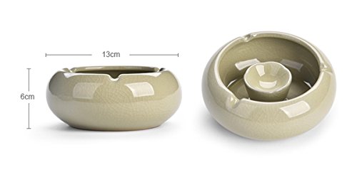 SSBY Creative Ceramic Ashtray Tuba Bedroom/Living Room Personalized Ceramic Ashtray Modern Simple Ceramic Ashtray 13Cm Yellowish Rice