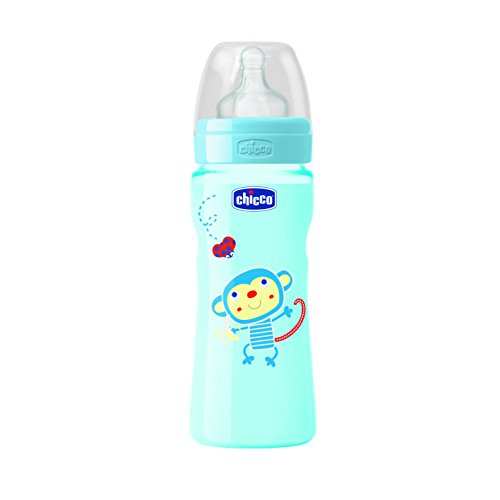 Chicco Silicone Baby Bottle, Fast Flow, 330 mL blue