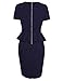 HiQueen Women’s Scoop Neck Short Sleeve Bowknot Wear to Work Slim Business Formal Dress Navy L
