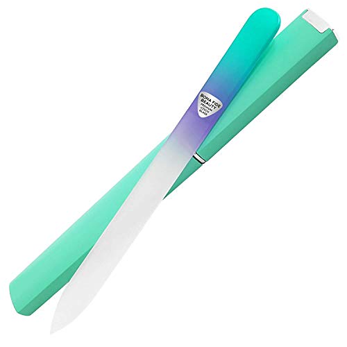 Glass Nail File in Case, Glass Fingernail File for Professional Manicure Nail Care, Expert Precision Filing + Smooth Finish - Bona Fide Beauty Pastel Premium Czech Glass File 1 Glass Nail File in Case, Glass Fingernail File for Professional Manicure Nail Care, Expert Precision Filing + Smooth Finish - Bona Fide Beauty Pastel Premium Czech Glass File