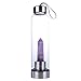 SeaHome Crystal Glass Water Bottle, Water Bottle with Gemstone Center Crystal Elixir Bottle with Natural Crystal Point Healing Obelisk Wand Energy Cup (amethyst)