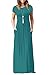 EUOVMY Maxi Dress for Women Acid Blue Large Loose Plain Crewneck Short Sleeves Beach Sundress Wedding Guest Bridesmaid A-line Casual Party Church Vintage Spring Summer Long Dresses with Pockets