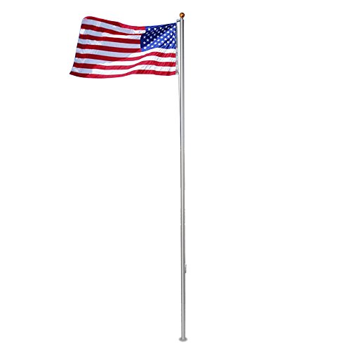 image for F2C 20FT Sectional Flagpole Kit Outdoor Halyard Pole W/1 US American 3