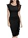 Miusol Women's Retro Ruffles Cap Sleeve Slim Business Pencil Cocktail Dress (Medium, Black)