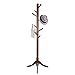 Vlush Standing Coat Rack,Wooden Coat Hat Tree Coat Hanger Holder Coat Hook Entryway Hall Tree with Solid Rubber Wood Base for Coat,Hat,Clothes,Scarves,Handbags,Umbrella-(8 Hooks,Brown)