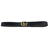 Womens Genuine Leather Thin Belts For Jeans 1.18″ Wide With Letter Buckle (black) …