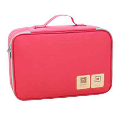 SCStyle Portable Waterproof Nylon Travel Luggage Bra Underwear Organizer Bag Pouch Case (Rose Pink)