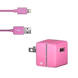Just Wireless Apple Certified MFI Quick Wall Charger With 5 ft. Detachable Charge, Sync Lightning Cable 8 pin for iPhone SE, 6s, 6 Plus,7, 7 plus 5, 5S, iPad Air, pro and Mini 2.1A (Pink)