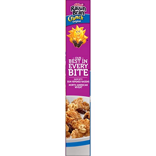 Kellogg's Raisin Bran Crunch Cold Breakfast Cereal, Fiber Cereal, Heart