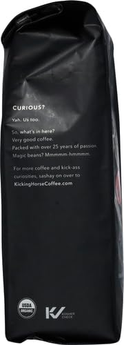 KICKING HORSE COFFEE LUCKY JIM WHOLE BEANS, MEDIUM ROAST, CERTIFIED ORGANIC FAIRTRADE KOSHER COFFEE, BLACK, 10 OZ