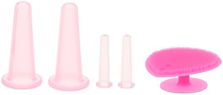 MagiDeal 4Pcs Silicone Vacuum Massage Body Face Eyes Cup Anti Cellulite Cupping Fascia and Cellulite Blaster + Face Wash Brush