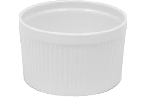 1 Stop and Go 20 oz Porcelain Ramekins – Set of 6 Large White Bowls for Baking, Soufflé, Crème Brûlée, Ice Cream, Desserts & 