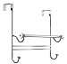 InterDesign York Over Shower Door Towel Bar Rack with Hooks for Bathroom - White/Chrome