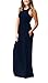 KORSIS Women's Summer Casual Loose Sleeveless Racerback Long Maxi Swing Dresses with Pockets Navy Blue XL
