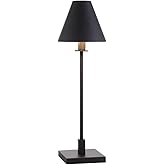 Pemberly Row 28" Metal Table Lamp with Tapered Shade, Blackened Bronze Finish, Modern Candlestick Base, Sleek Cone Shape, 6 f