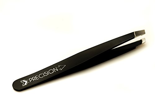 Precision Slant Tweezers - slanted stainless steel tweezers black