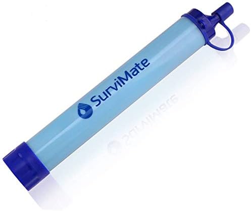 SurviMate Portable Water Filter Straw Survival Kit Emergency Camping 2-Stage Integrated Camping Hiking Travel Water Filter (Long)