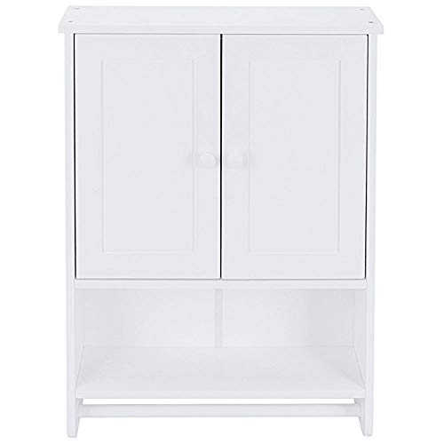 Wall Mounted Bathroom Storage Cabinet Bathroom Cabinet Organizer with Tower Hanger White - Thumbnail 7