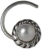 Izaara 92.5 Premium Silver Ethnic Wear Pearl Nose Pin For Traditional