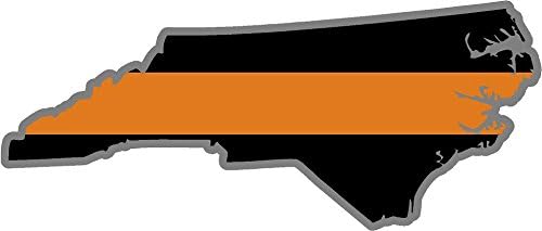 Yellow Dog 5" North Carolina Nc Thin Orange Line State Shape American Flag Search and Rescue Sticker