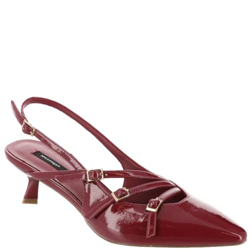 Masseys Women’s Gabbi Strappy Slingback Pump, 12 W (Wide), Winter Berry/Patent at Amazon