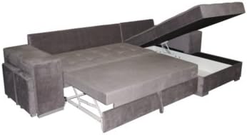 Canapé Angle Convertible Méridienne Droite Alice Tissu Gris