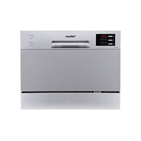 COMFEE-Table-Top-Compact-Dishwasher-TD602E-S-Mini-Dishwasher-with-6-Place-Settings-6-Programmes-LED-Display-Delay-Start-and-Off-peak-Wash-Function-Silver COMFEE' KWH-TD602E-S Freestanding Compact Dishwasher, LED display, 6.5 liters, Silver, Noise level: decibels 47