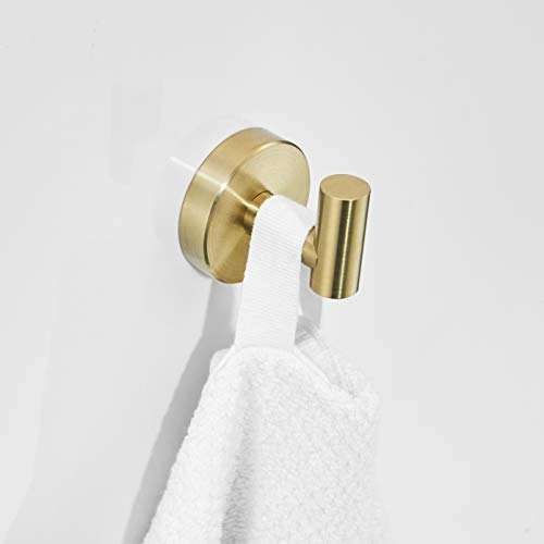 Bathroom Hardware Set 12''Towel Bar, Toilet Paper Holder, Towel Ring, Robe Hook,Brushed Gold Wall Mounted Bath Hardware Accessory Set